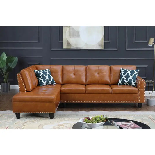 2 Piece Faux Leather Sectional Sofa Modern Morocco Living Room Set