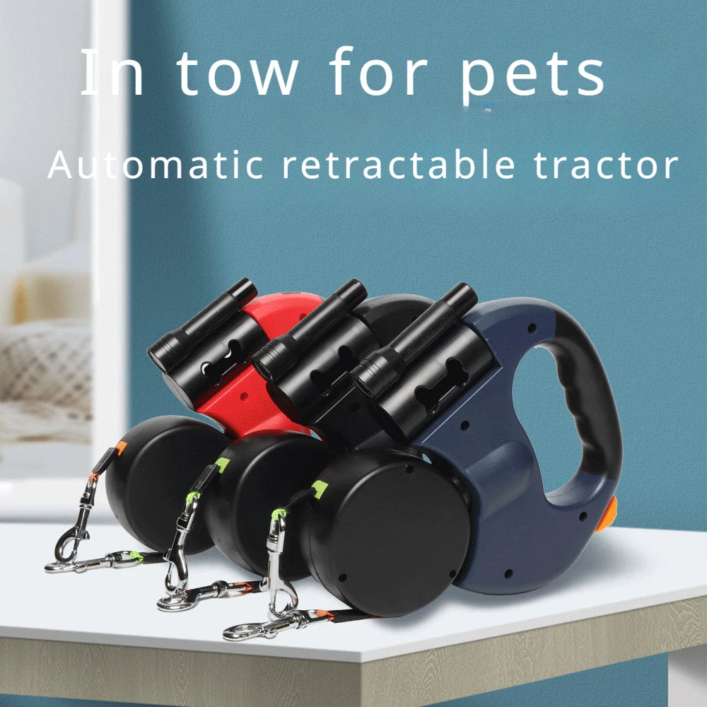 Automatic Retractable Two End Dog Leash With Flashlight 10ft