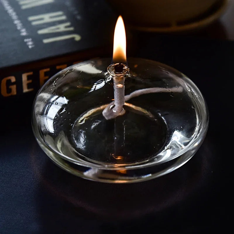 Transparent Glass Candlestick Oil Lamp for Rustic Christmas