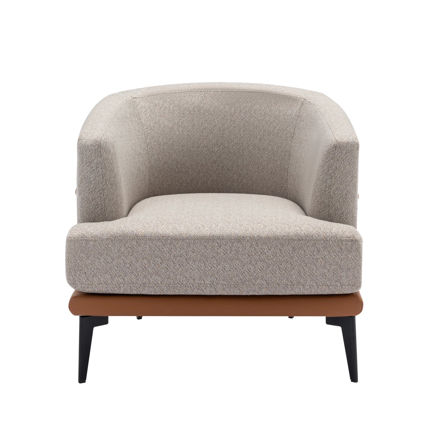 Two Tone Barrel Chair Mustard Green Linen and PU Leather