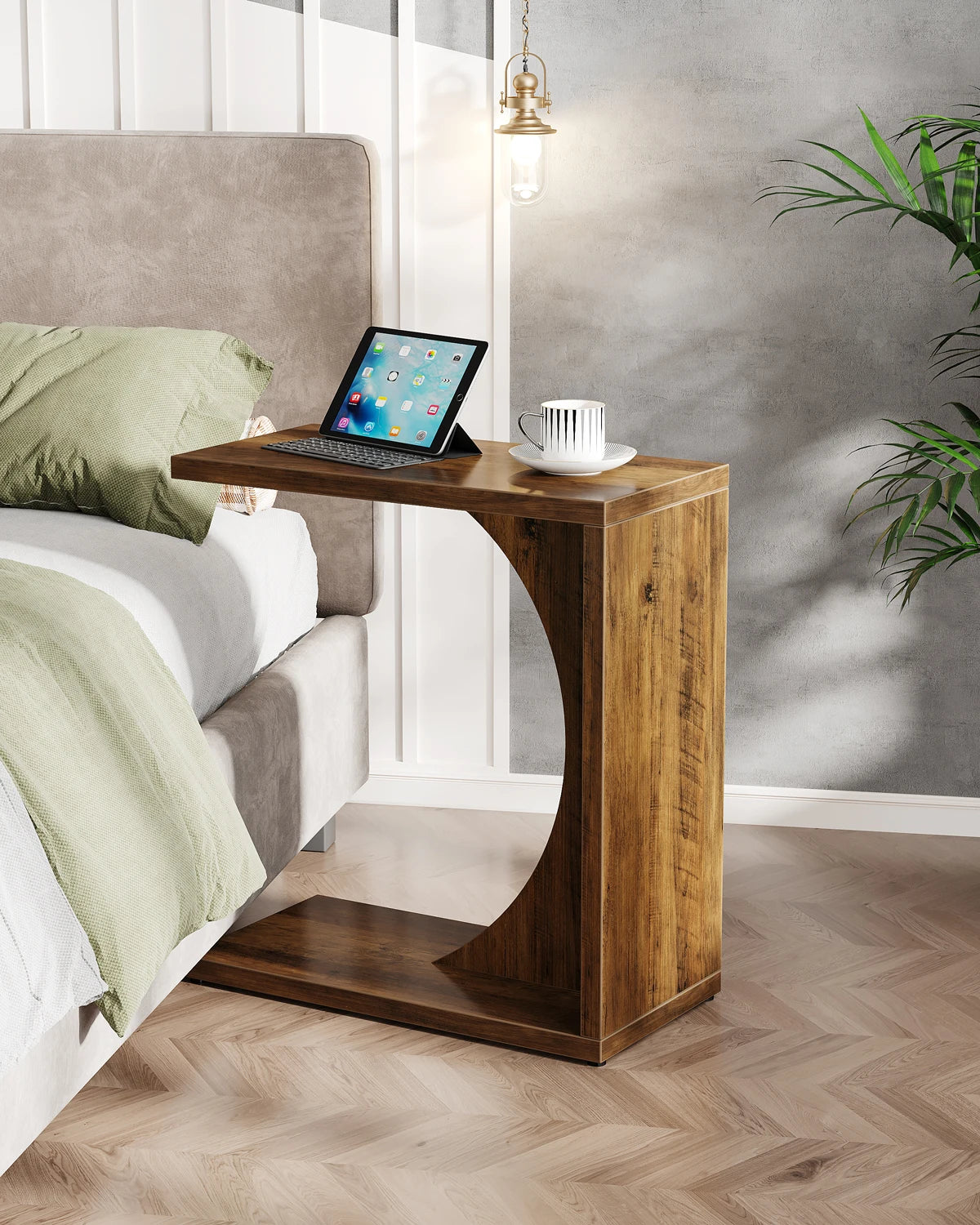 Tribesigns C Shaped End Table For Sofa Living Room Bedroom