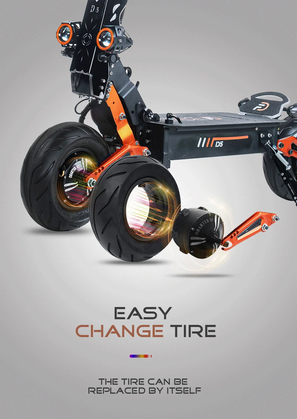 Obarter D5 5000W Electric Scooter 12 Inch Fat Tire On Road