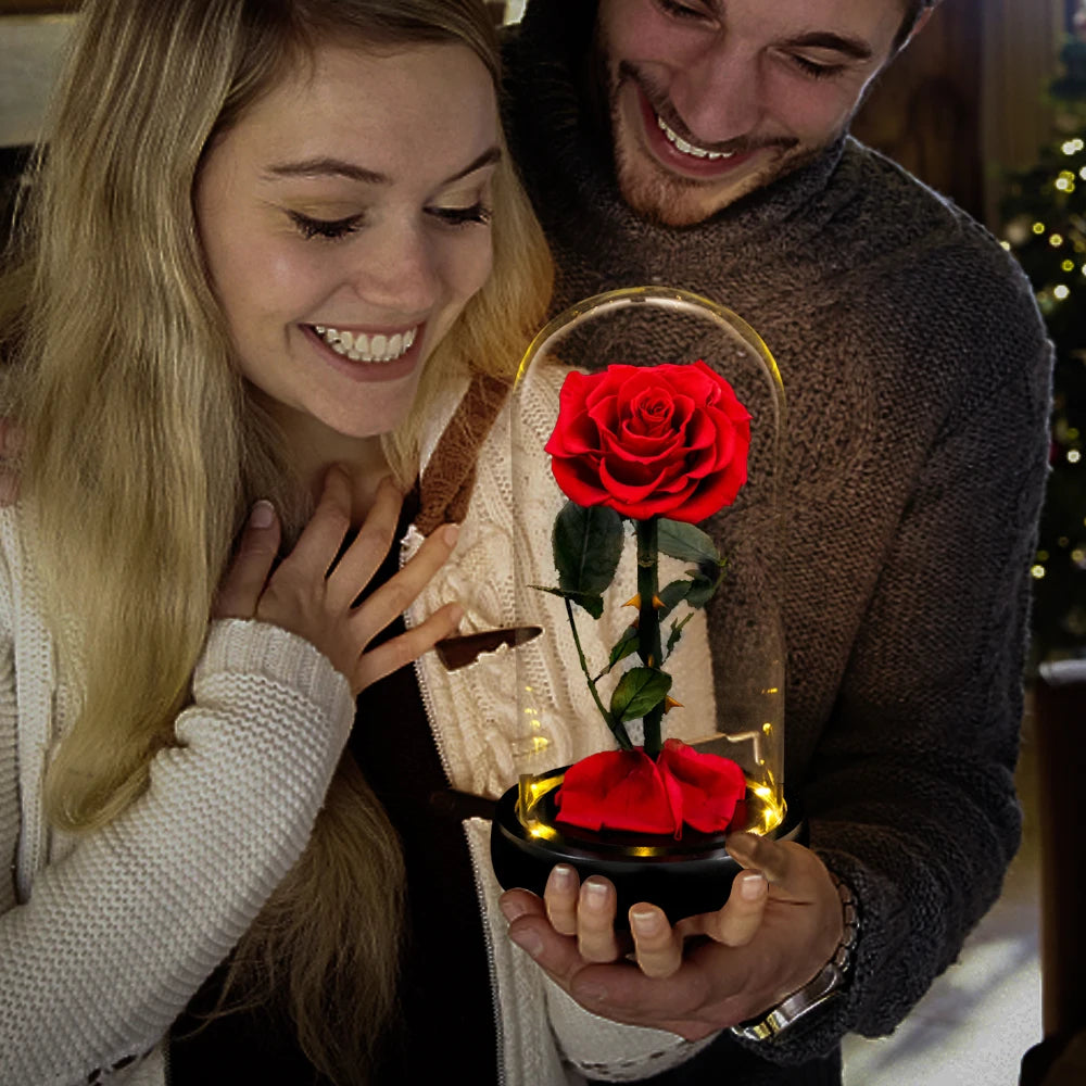 Forever Preserved Rose In Glass LED Light Gift Valentines