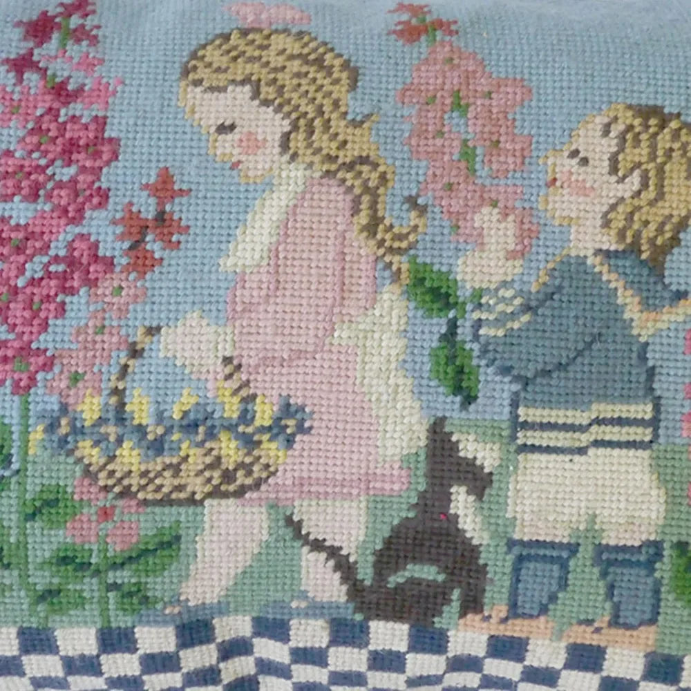 C F Home Summer Children Needlepoint Pillow 12 Inch x 16 Inch Pink