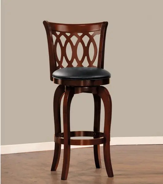 Comfortable Swivel Pub Height Chair Dark Cherry Faux Leather