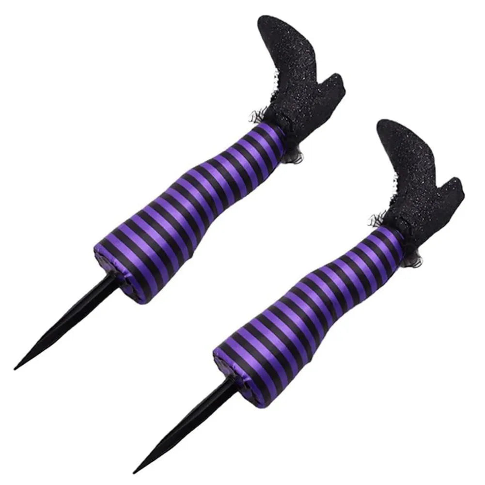 Halloween Witch Legs Prop Upside Down With Broomstick Patio
