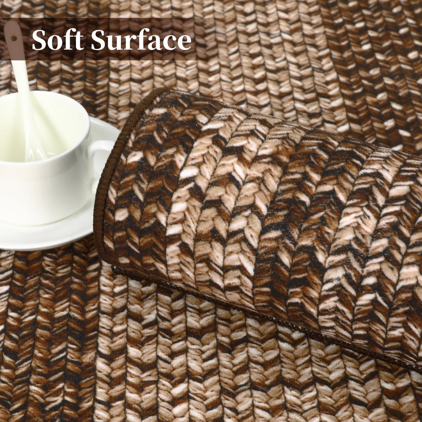 Washable Area Rugs Large Rugs for Living Room Modern Braided Print Non Slip Indoor Floor Covering Accent Carpet for Bedroom