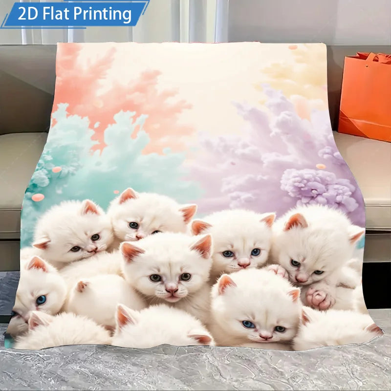 Christmas Animal Print Flannel Blanket Cozy Polyester Bedding