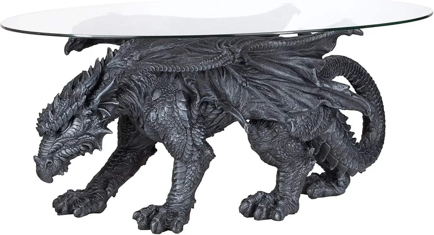Warwickshire Dragon Gothic Glass Coffee Table 39 Inch