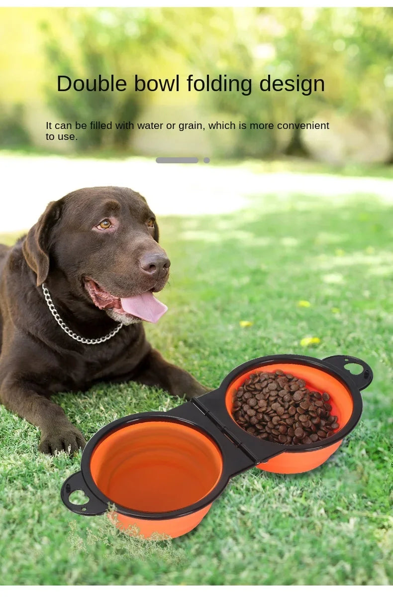 2 In 1 Foldable Dual Bowl For Dog And Cat Portable Travel Feeding Drinking Bowl