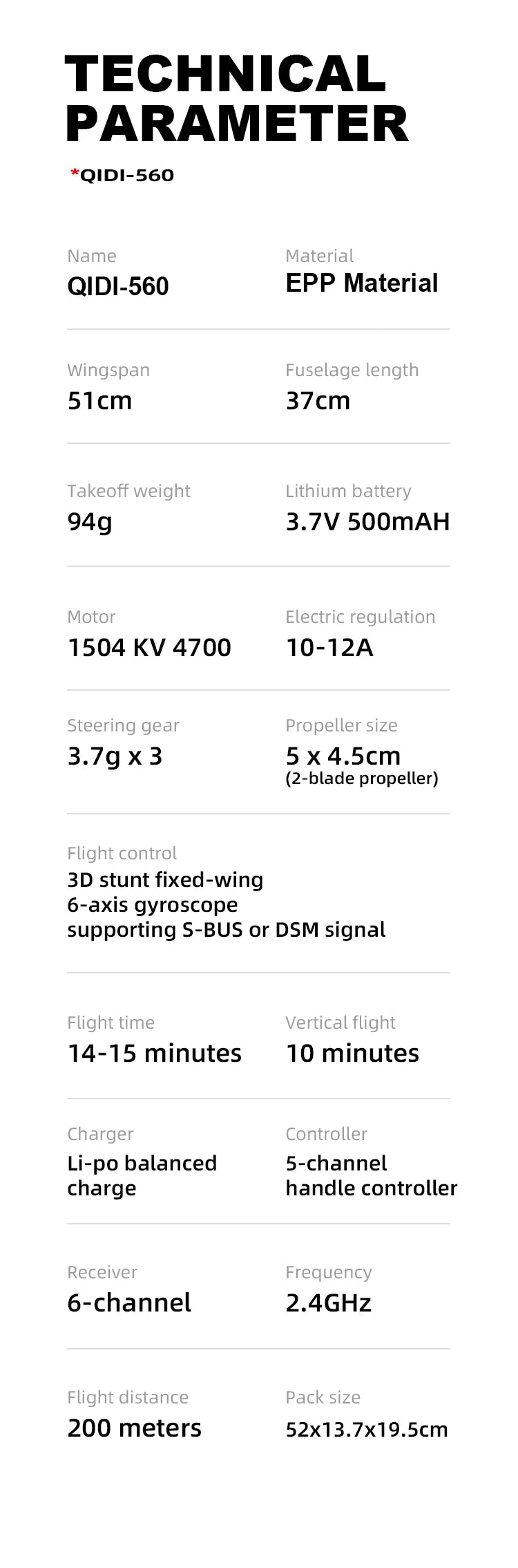 Qidi560 RC Plane Moore M7 Off Road 4CH Brushless EPP Foam