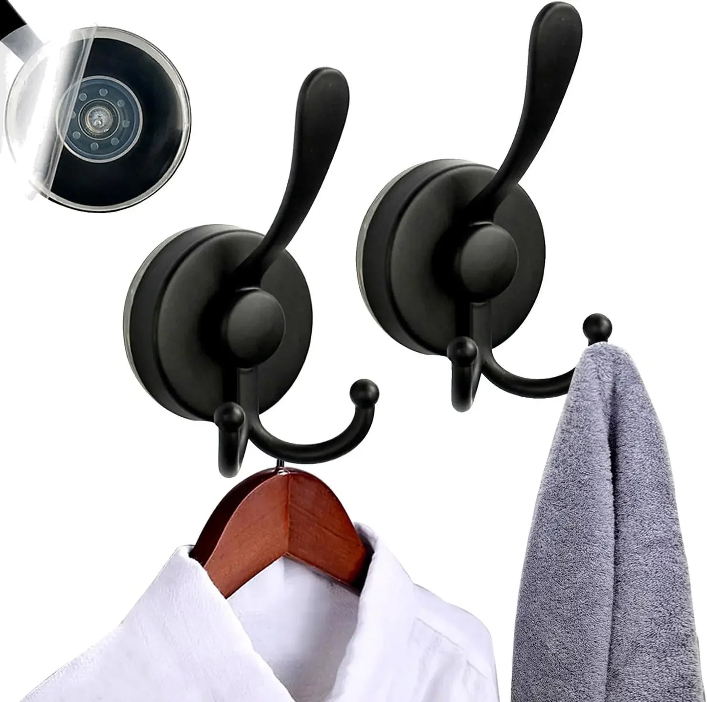 Suction Cup Adhesive Coat Hooks Glass Door Shower Bathroom