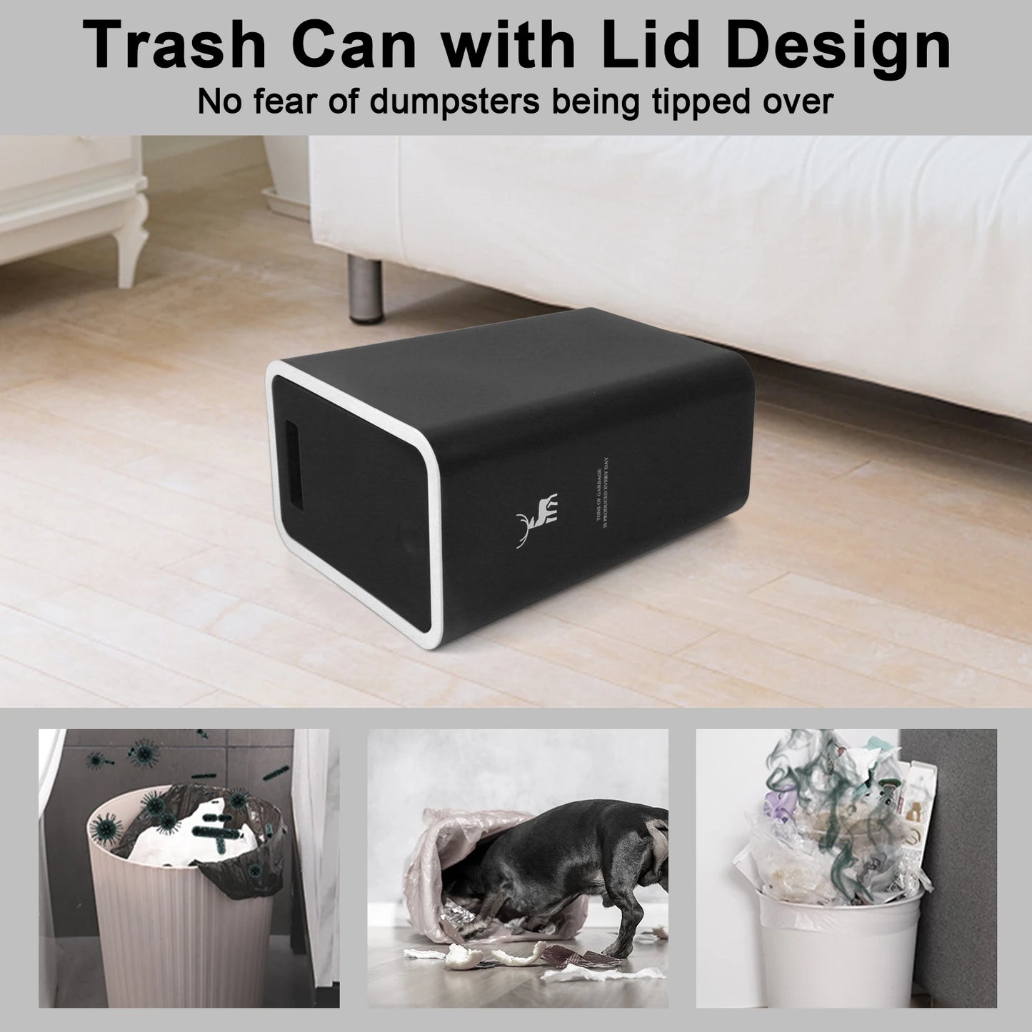 Trash Can With Lid 3 Pack 4 Gallons Press Top Dog Proof Bin