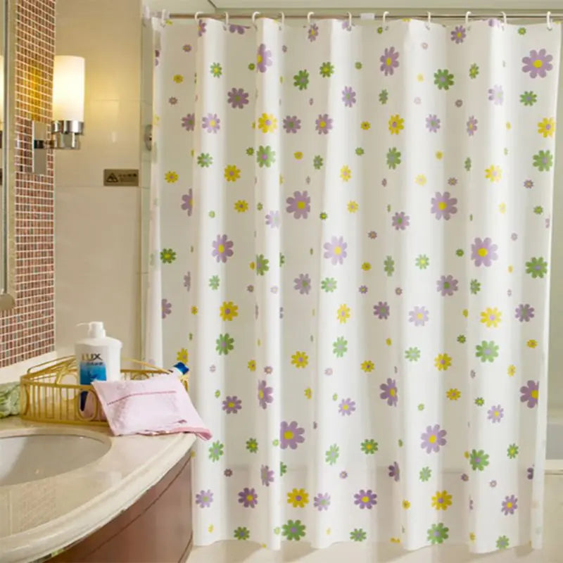 Waterproof PEVA Shower Curtain Set 12 Hooks 71x79 Inches
