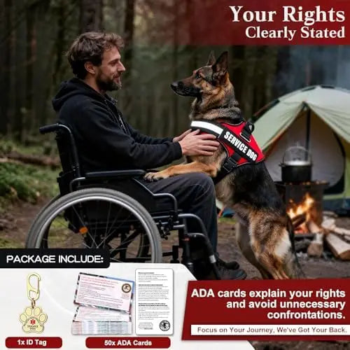 Service Dog Vest And ID Cards Set For ADA Compliance With Durable Metal Tag