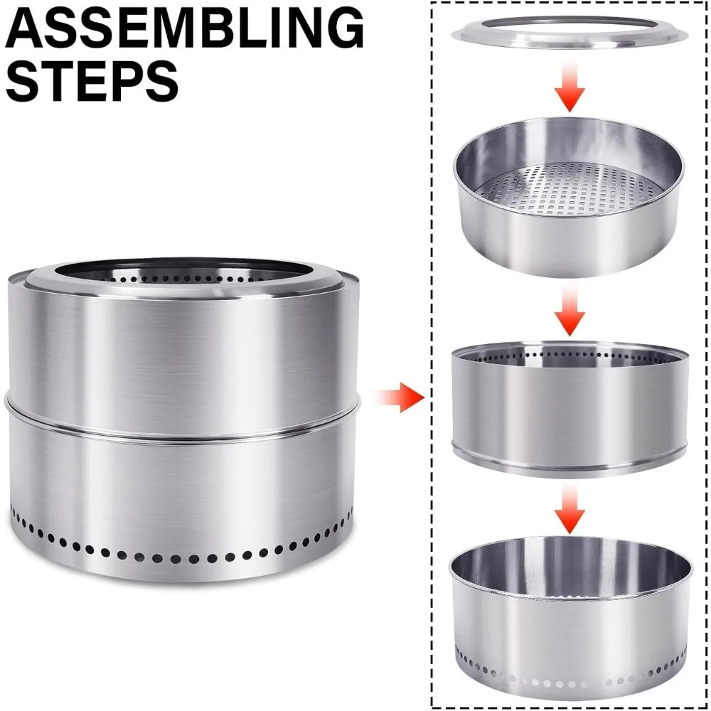 20 Inch Smokeless Fire Pit Outdoor Portable Camping Stove