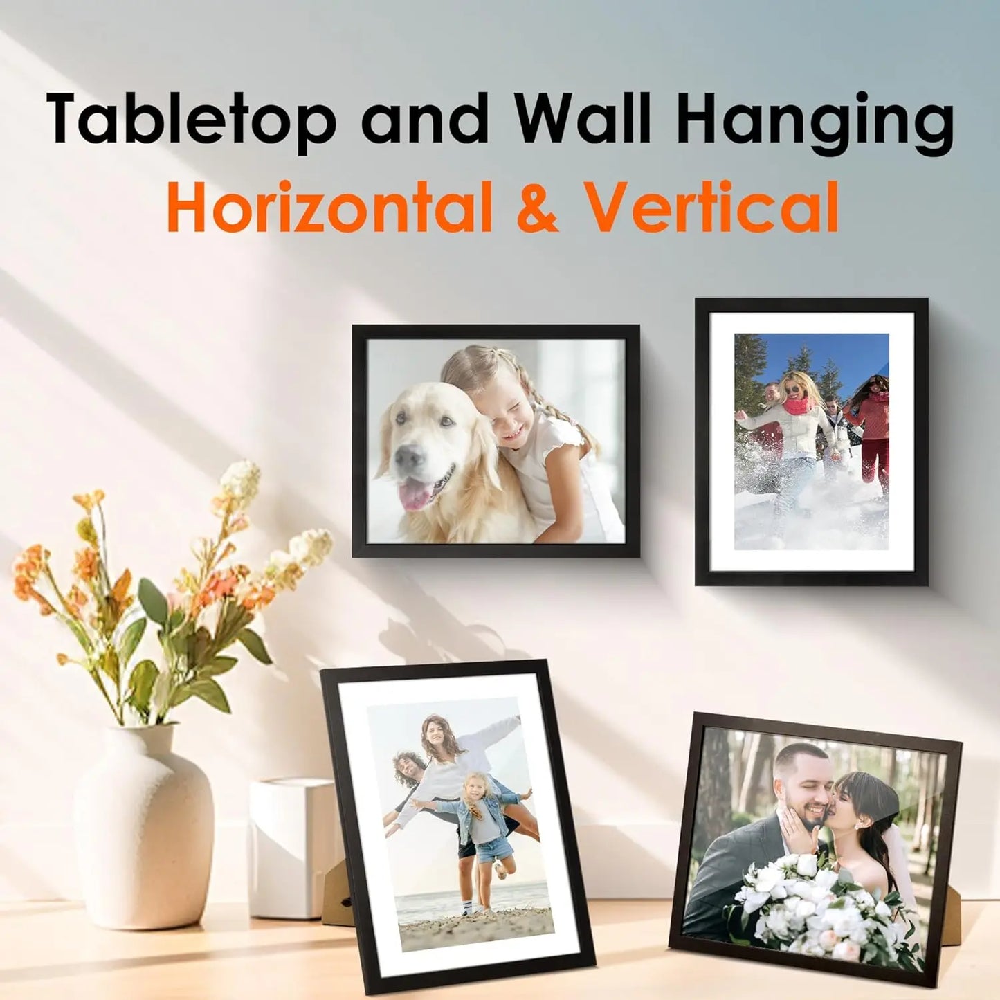 8x10 Picture Frame 1 Pack Black HD Plexiglass With Mat For 5x7 Or 8x10 Display