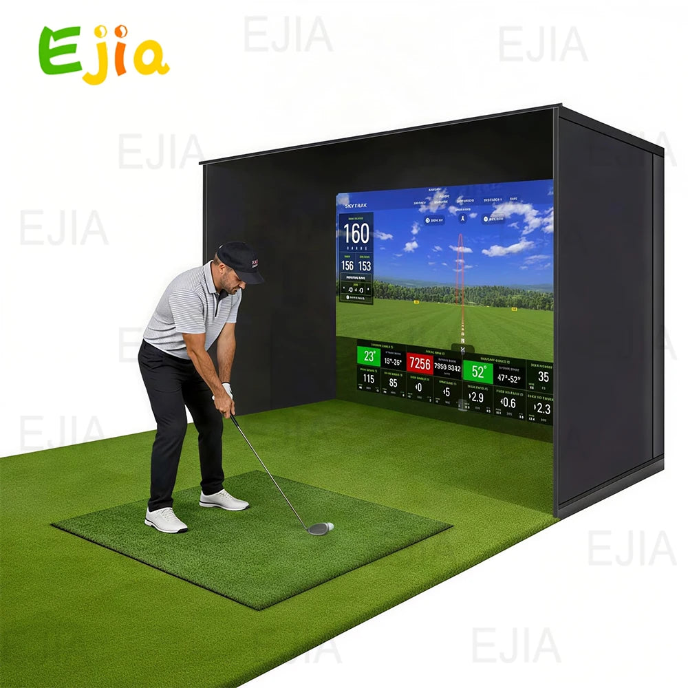 12x8 Indoor Golf Simulator Enclosure With HD Impact Screen And Durable Frame
