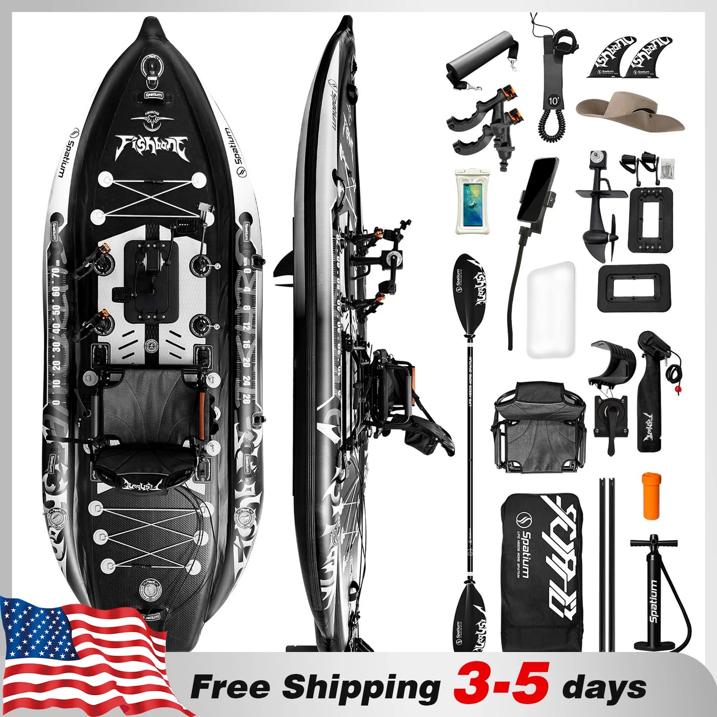 Spatium Fishing Kayak With Pedal Drive Sit On Top 11ft 660lb Capacity