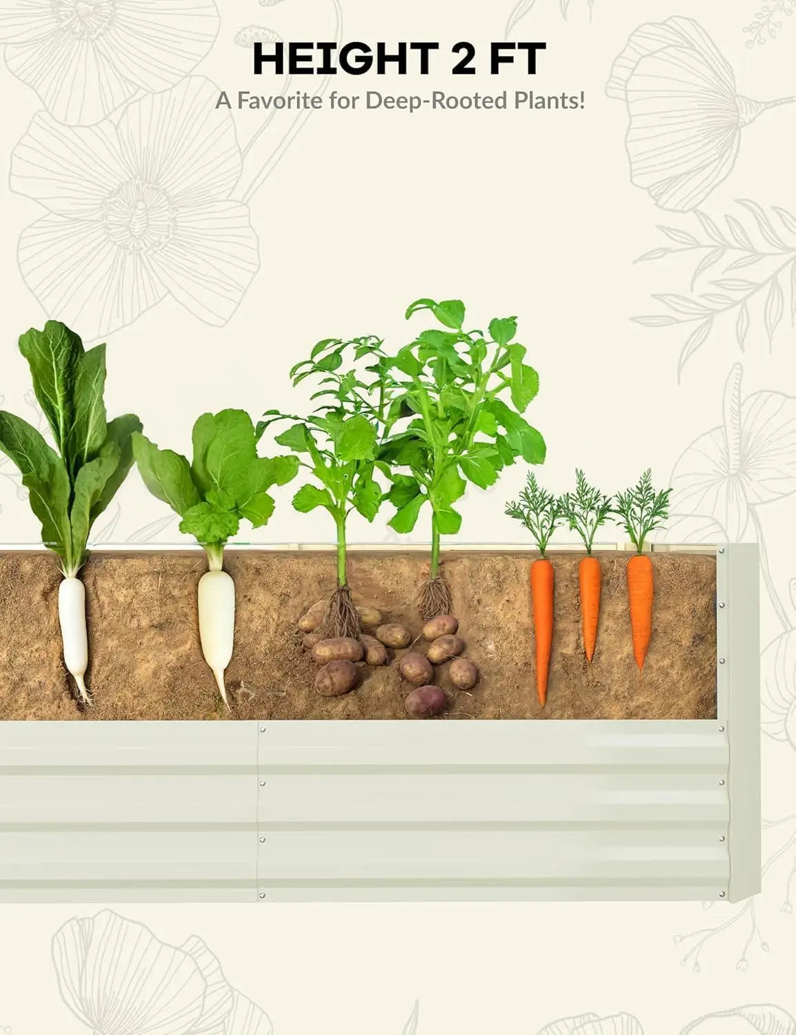 Galvanized Raised Garden Bed Kit 6x3x2 Ft And 8x4x2 Ft For Vegetables