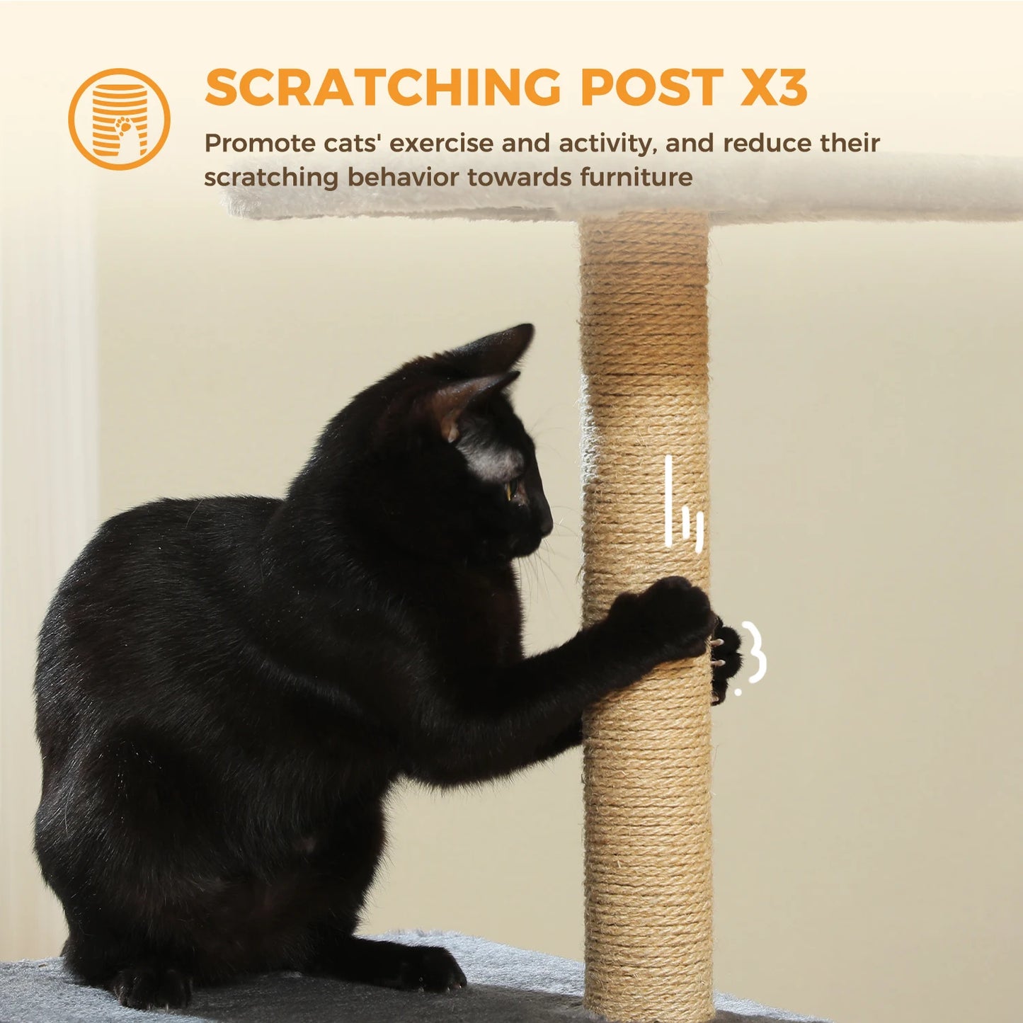 PAWZ Road Cat Tree Indoor 3 Tier Activity Tower With Scratching Posts Grey