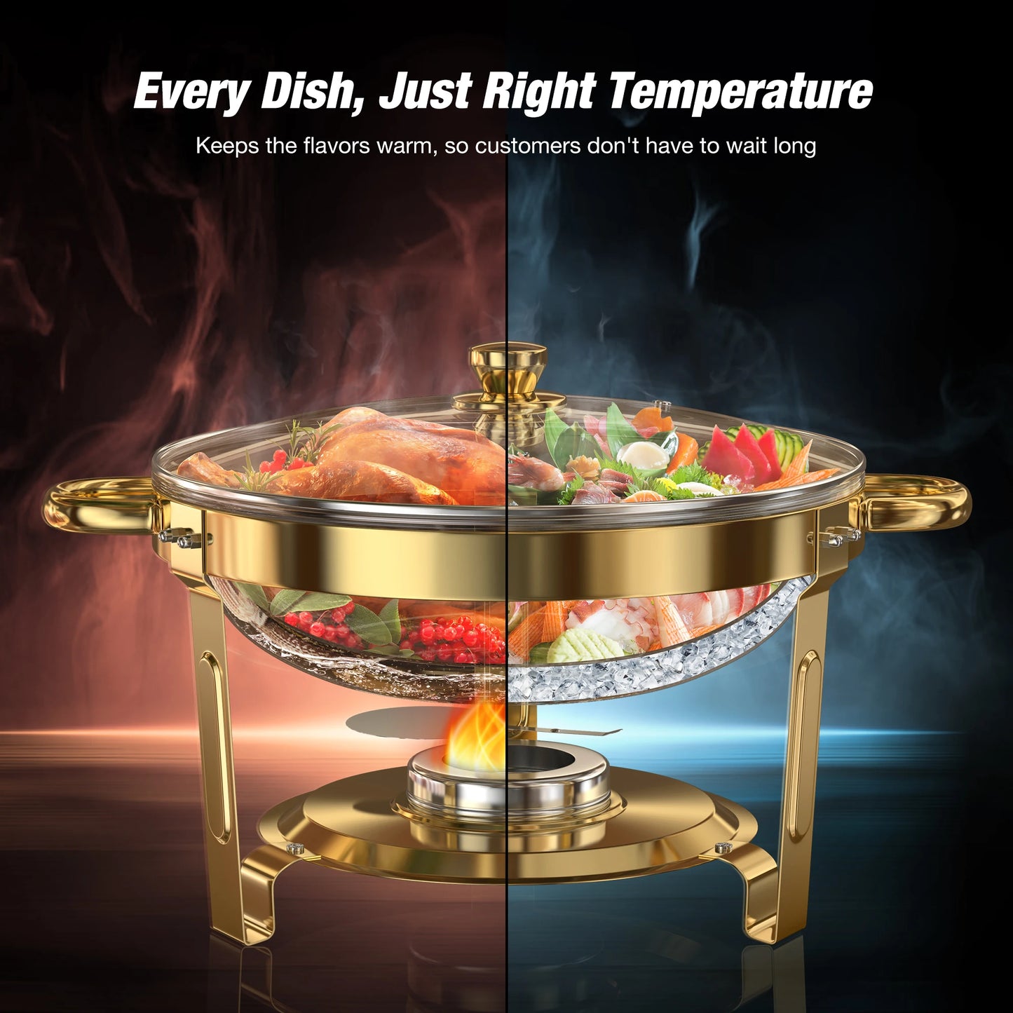 2 Pack And 4 Pack Chafing Dishes Buffet Round 5 Qt Stainless
