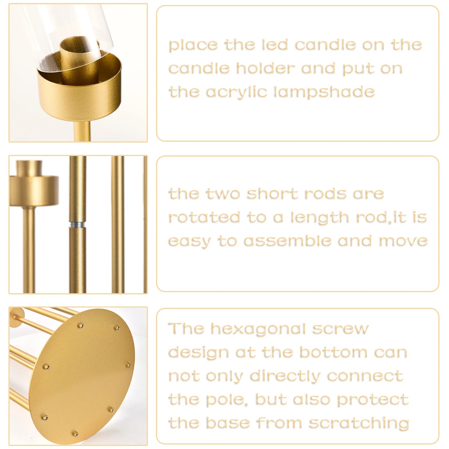 Gold 7 Arm Floor Candelabra 48 Inch Wedding Centerpieces