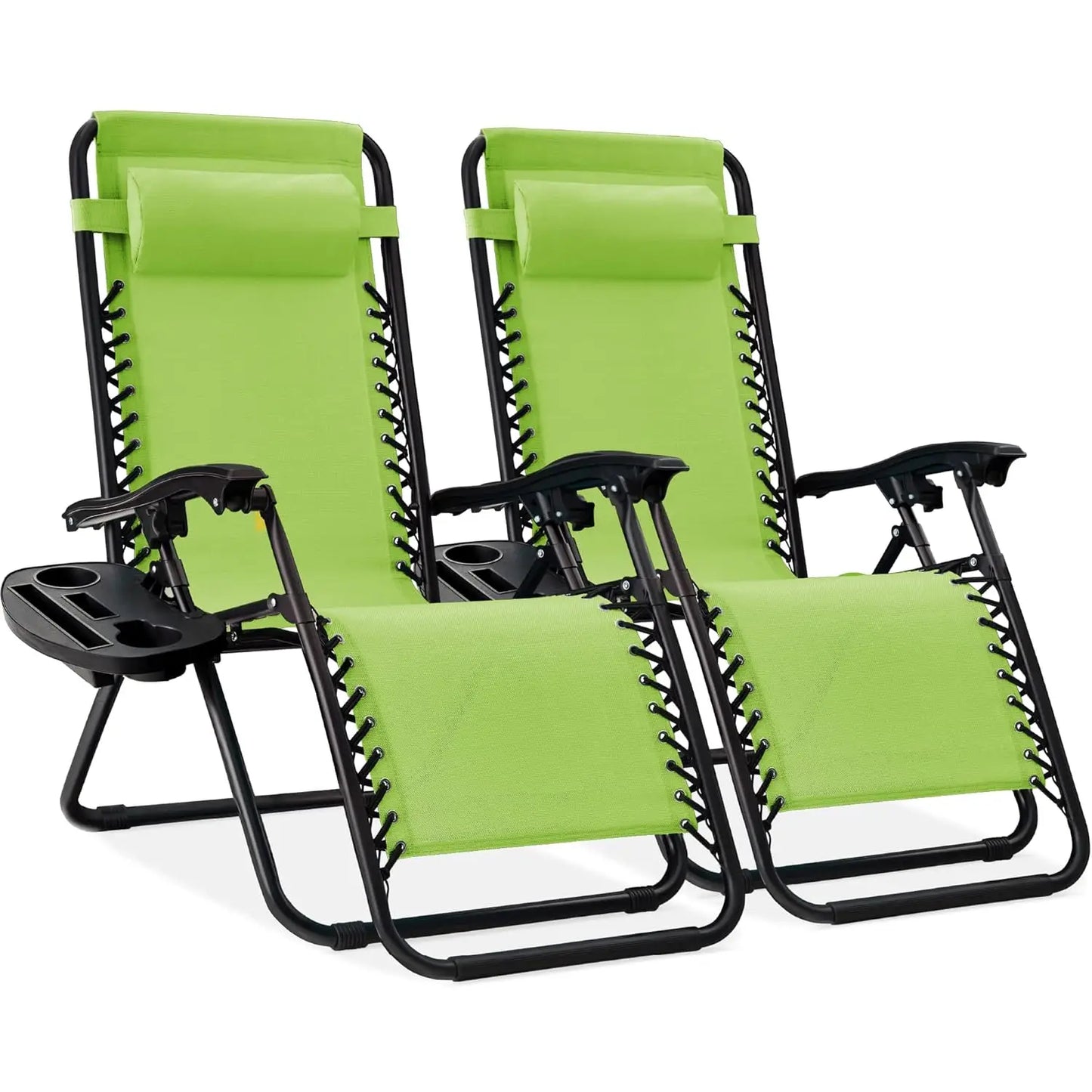 Set Of 2 Adjustable Zero Gravity Lounge Chairs Sage Green