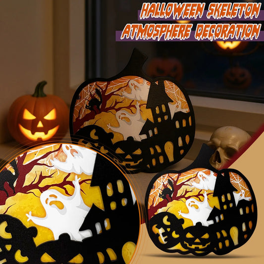 Halloween Pumpkin Wooden Ornament 3D Hollow Decoration for American Holiday Party