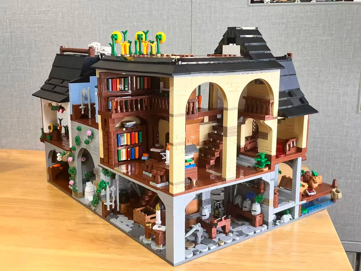 3867 Pcs Medieval Europe Towns Buildings Blocks Street View Village Model Kit