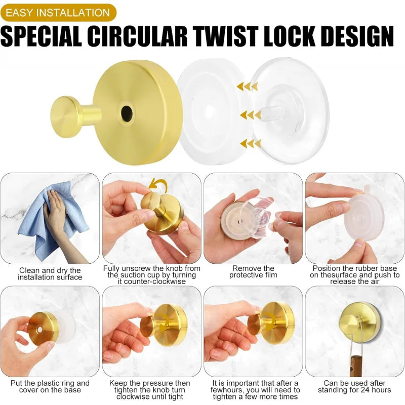 Strong Suction Cup Hooks No Drill Shower Bathroom Holder