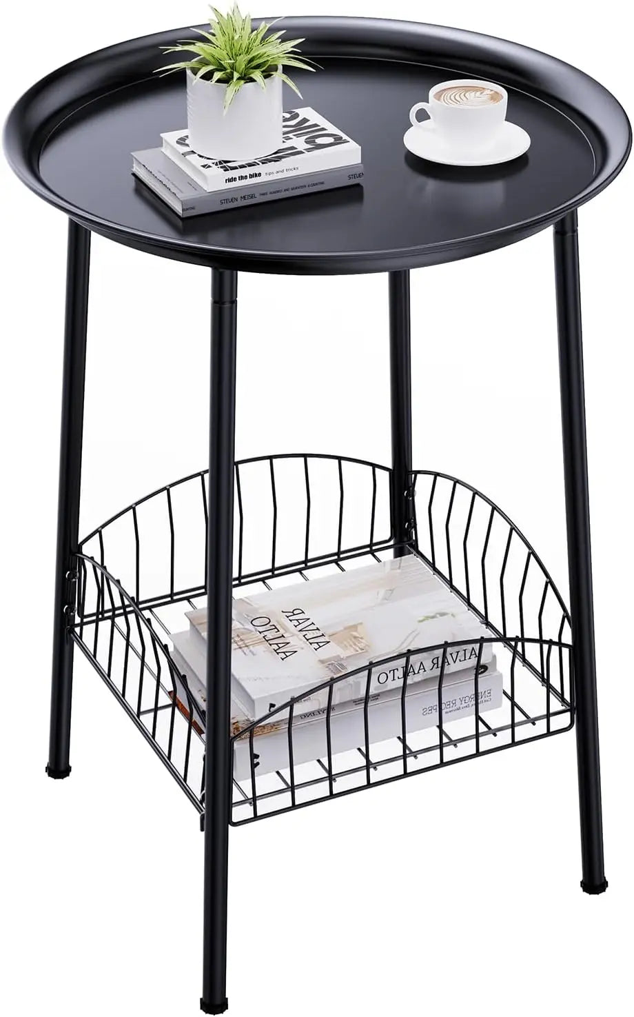 Outdoor Bamboo 2 Tier Side Table Weather Resistant Patio End Table
