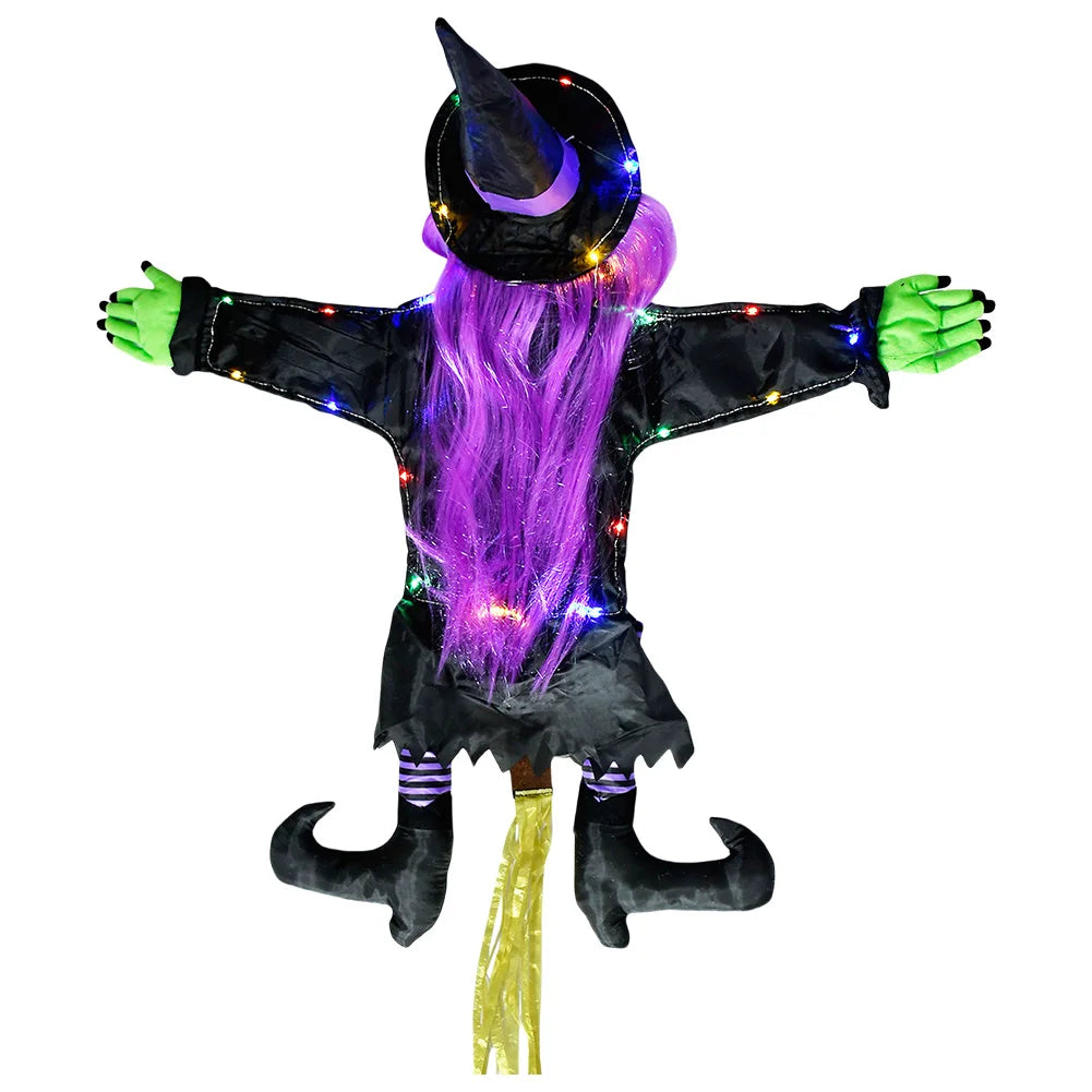 Halloween Crashing Witch Into Tree Outdoor Decoration With Light Flying Witch Lawn Patio Garden Decor