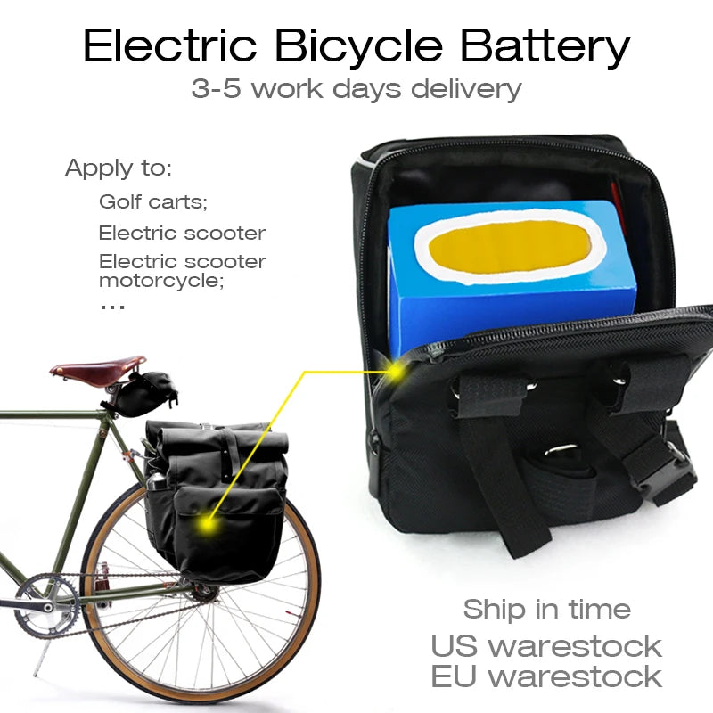EScooter Ebike Battery Pack 36V 48V 52V 60V 72V Waterproof