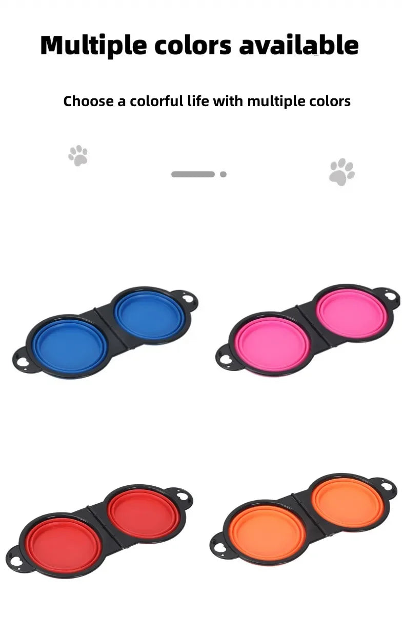 2 In 1 Foldable Dual Bowl For Dog And Cat Portable Travel Feeding Drinking Bowl