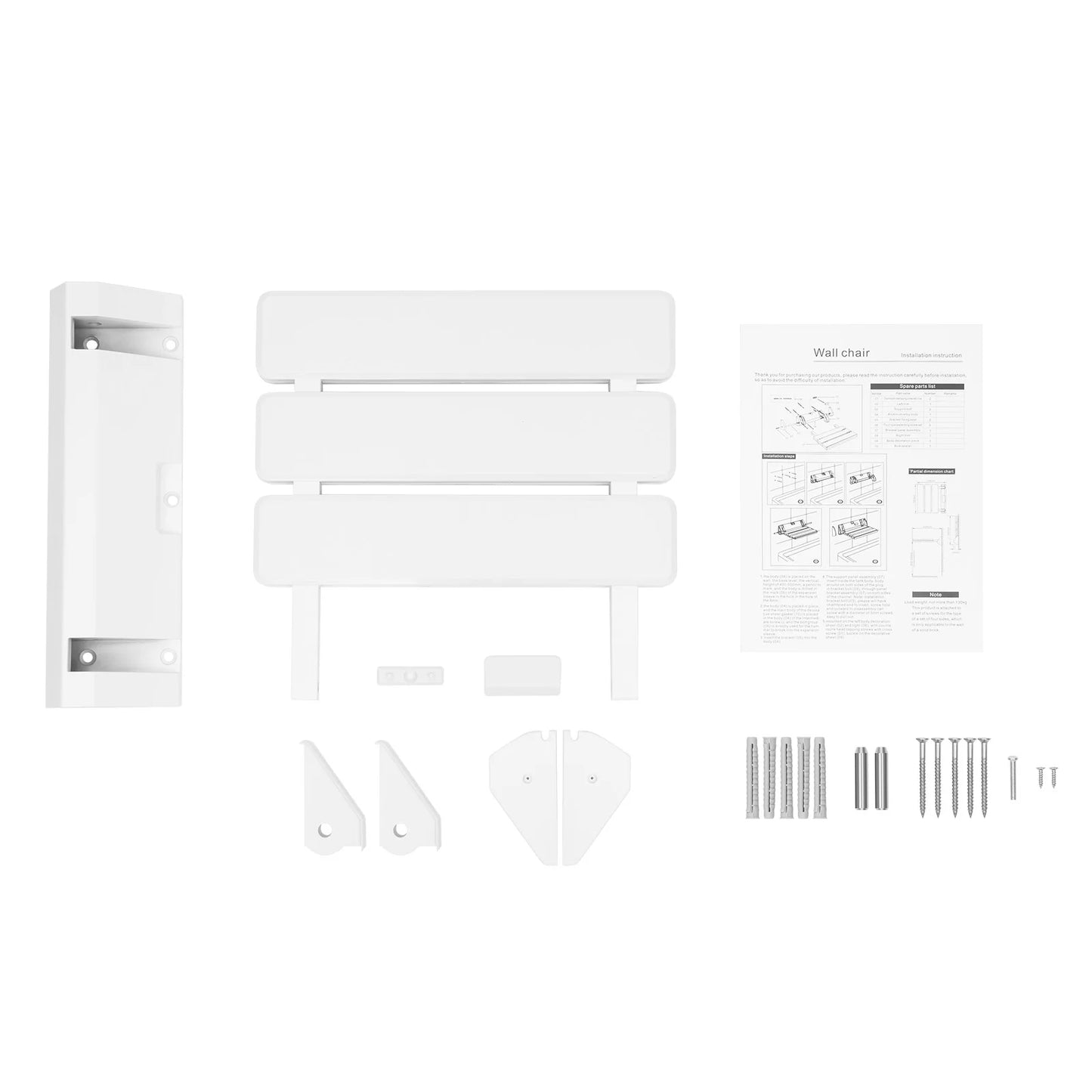 Wall Mounted Folding Shower Seat Non Slip White Stool