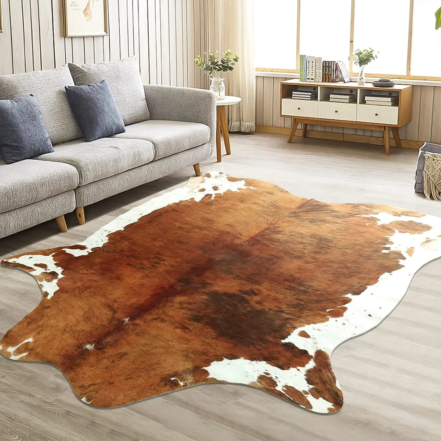 American Style Animal Print Faux Fur Cowhide Rug for Bedroom Living Room Carpet Home Decoration Floor Mats