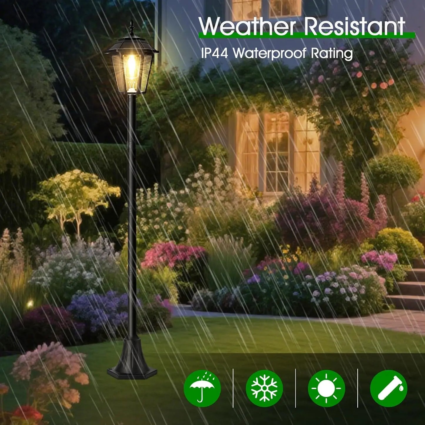 66 Inch Solar Lamp Post Lights 2 Pack Outdoor Waterproof Poles Yard Driveway