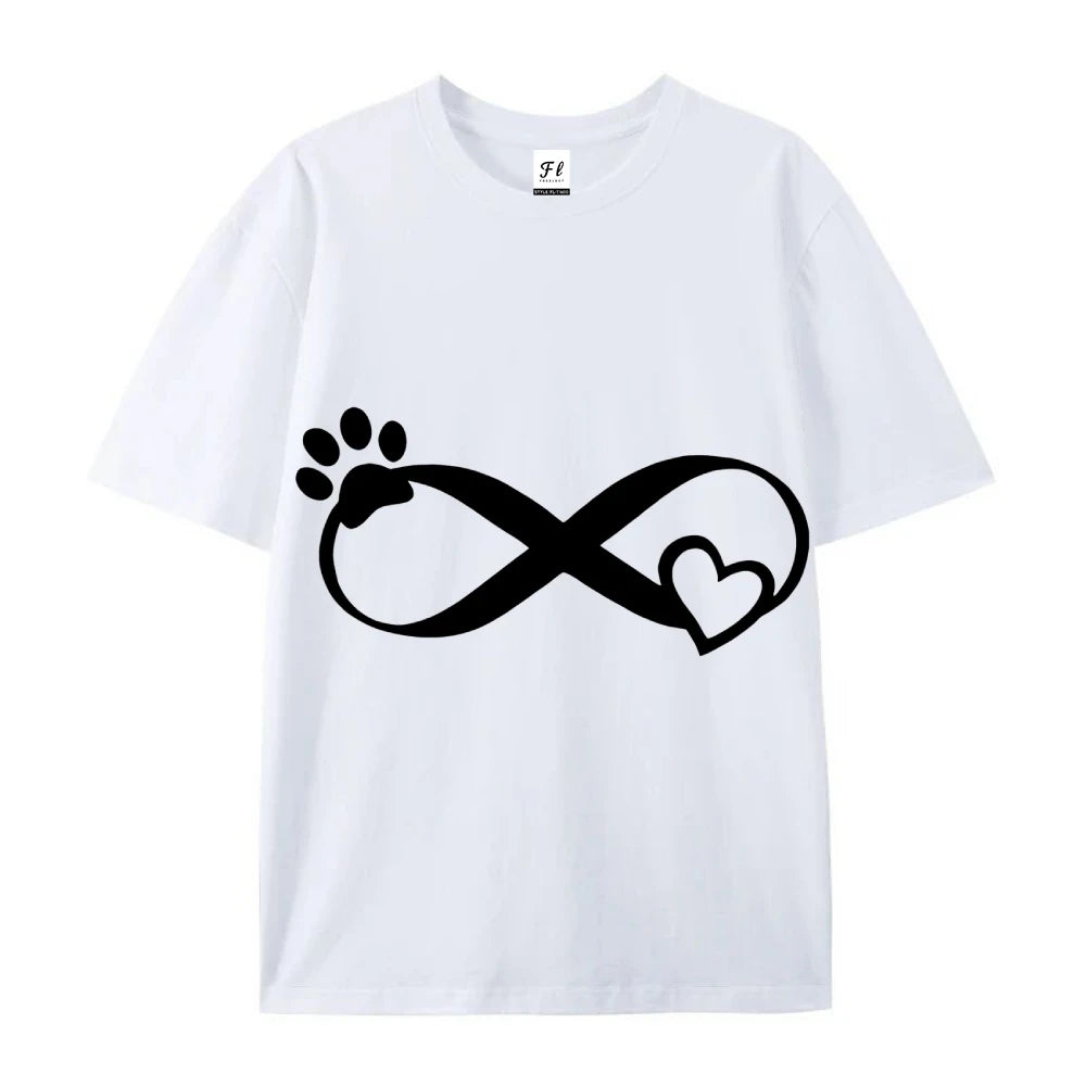 Women Dog Paw Print T Shirt Graphic Cartoon Cute Short Sleeve Tee