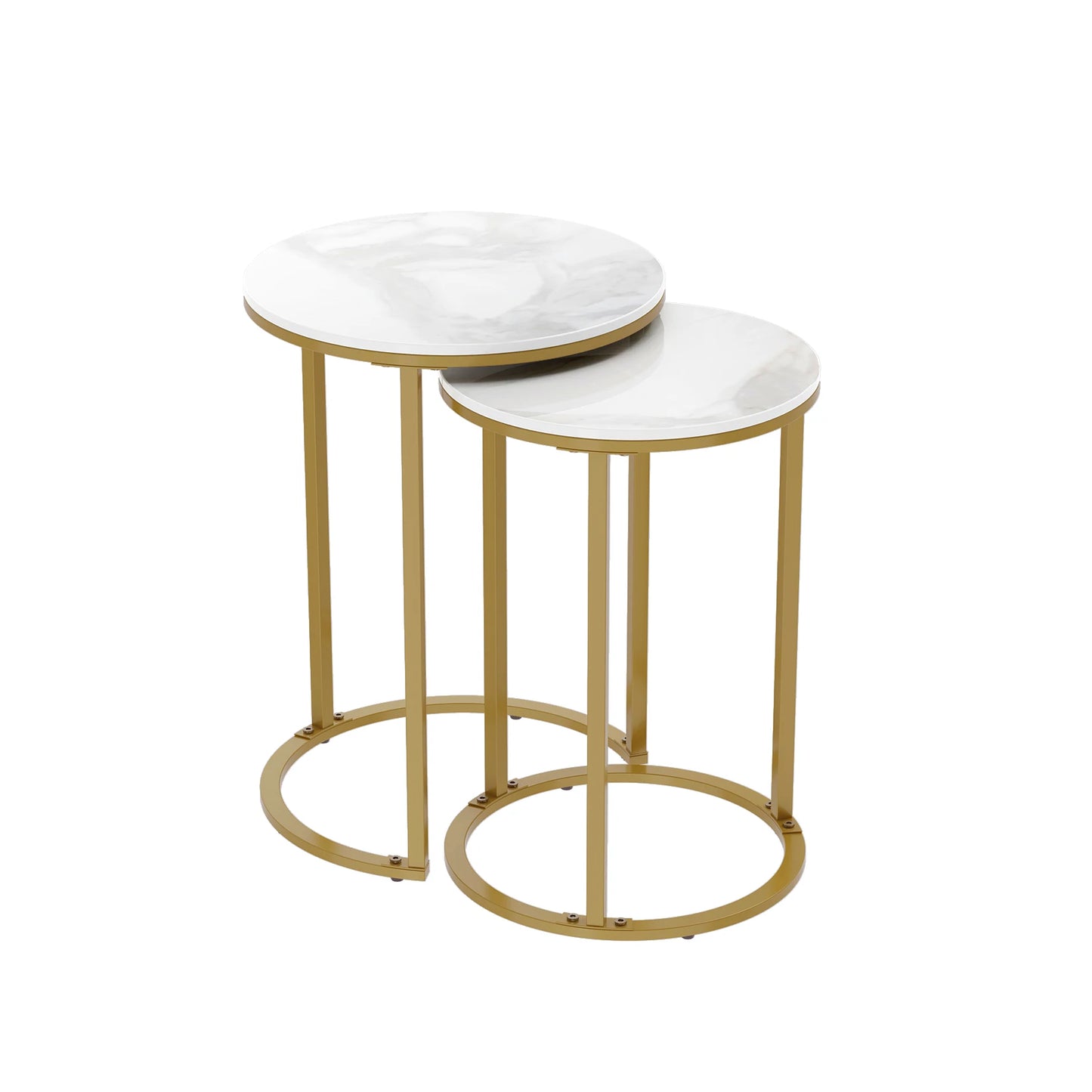 Set Of 2 Sintered Stone Round Nesting Tables Living Room