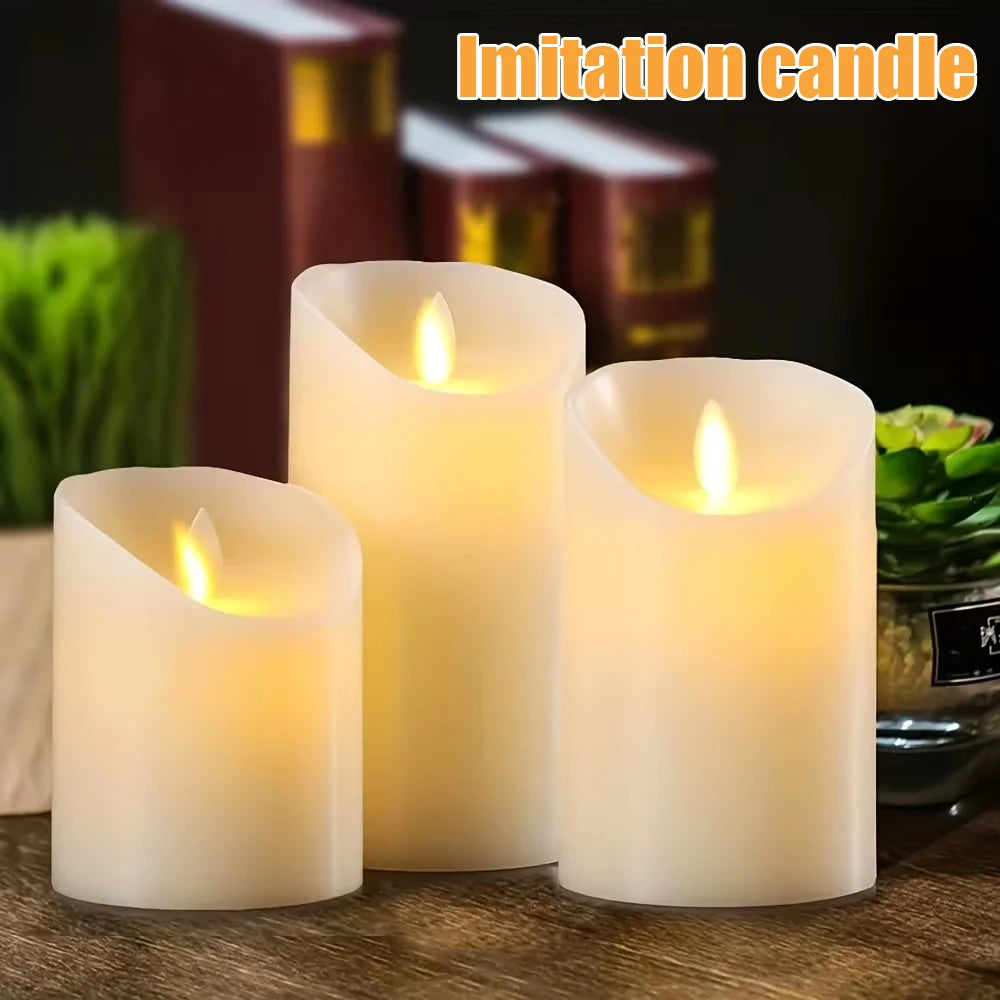 USB Rechargeable Flickering Paraffin Pillar Candle With Remote