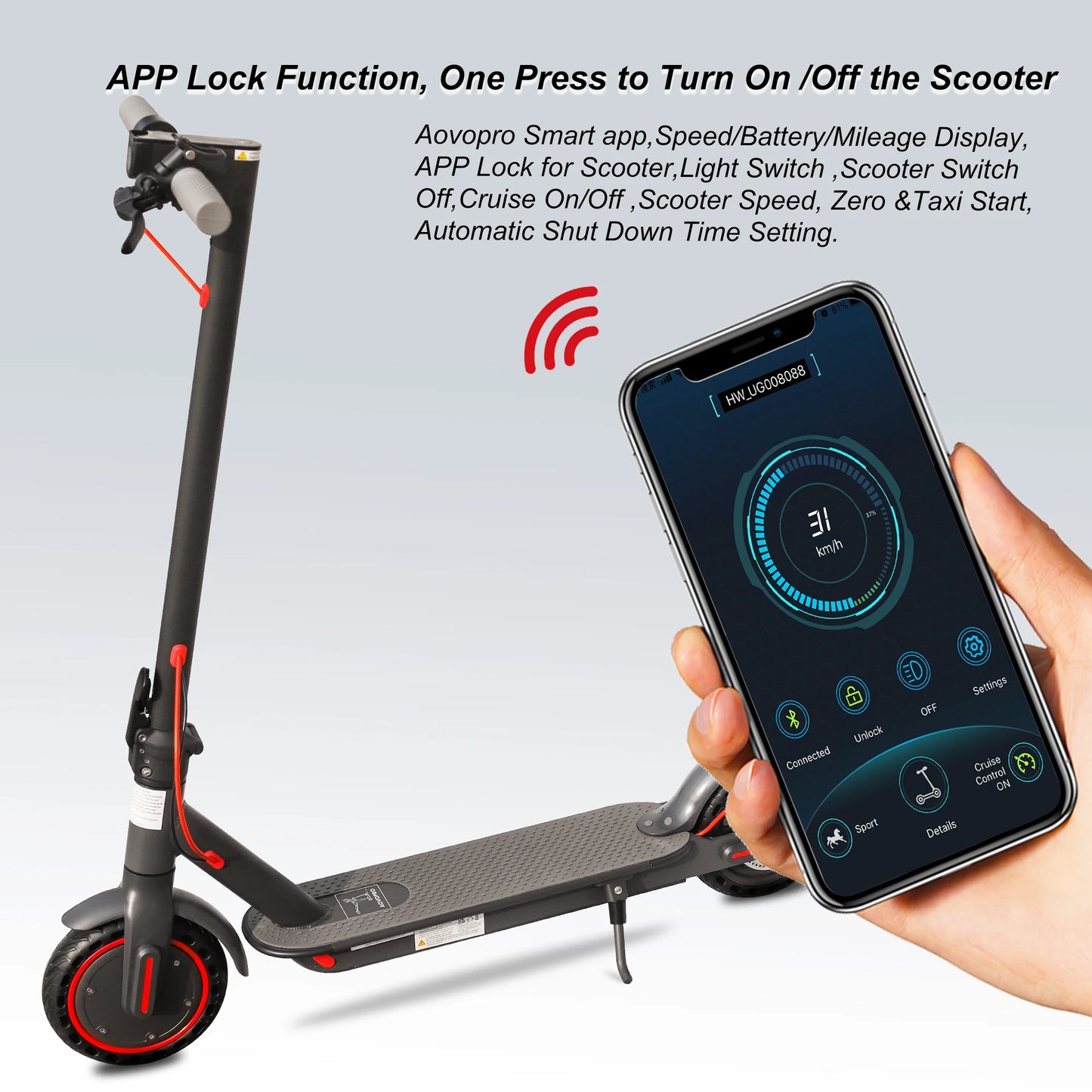 AOVOPRO ES80 350W Electric Scooter 10.5Ah 19 MPH 40-60km Foldable for Adults
