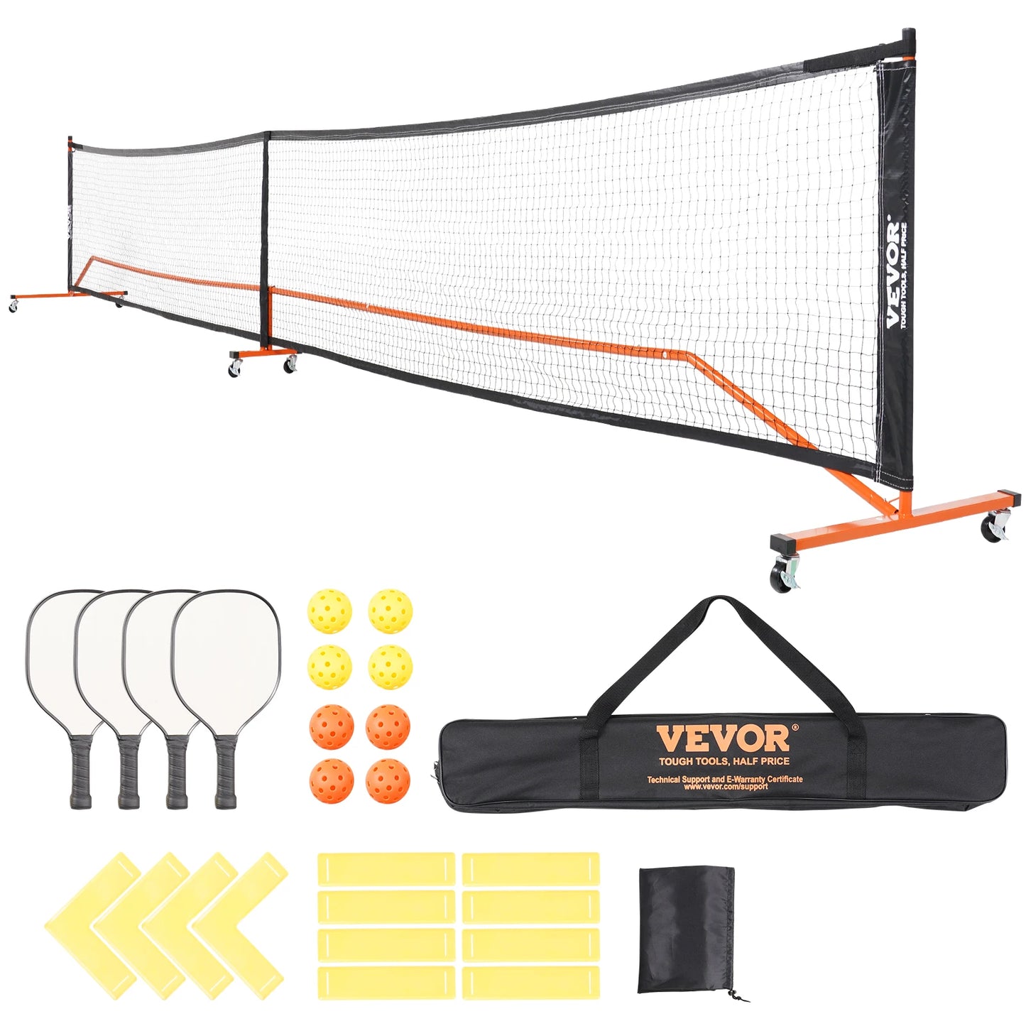 SucceBuy Portable Pickleball Net System 22 FT Full Court Official Regulation Size Outdoor With Court Line