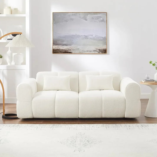 80 Inch Oversized Boucle Sofa Couch L Shaped Modern Deep Seat Living Room