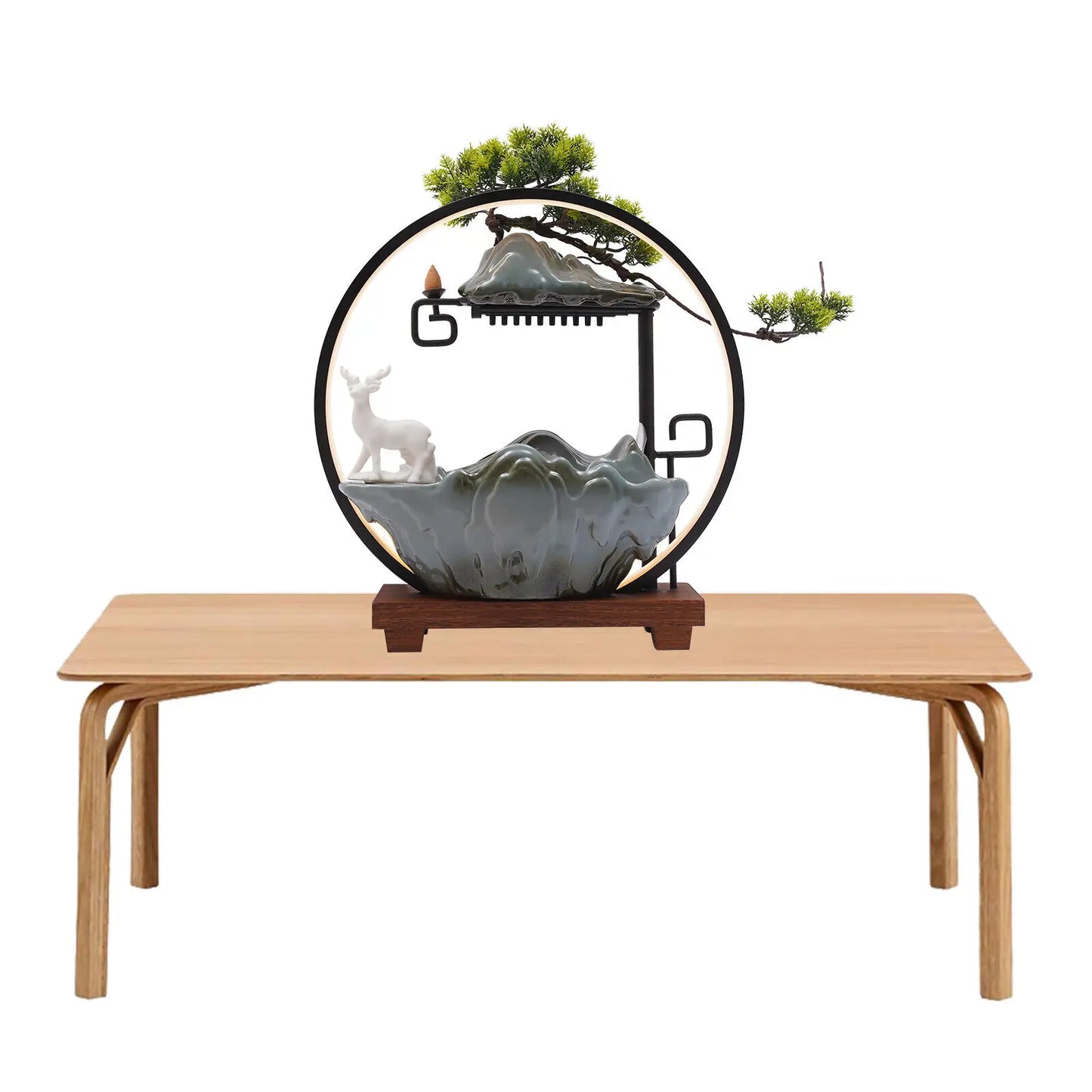 Desktop Fountain Indoor Waterfall Atomizer LED Table Decor