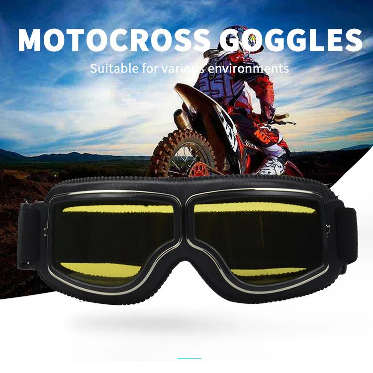 Motorcycle Glasses Windproof Leather Retro Sunglasses Universal Folding Frames