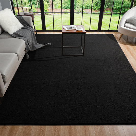 Black Rugs Living Room Carpet Nonslip Bedside Rugs Large Soft Floor Rug Children Game Mat Rectangular Home Decoration