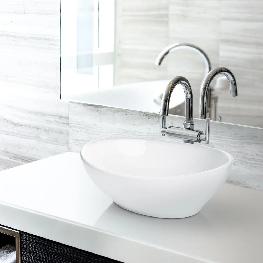 Modern Ceramic Vessel Sink Oval White Bathroom Vanity