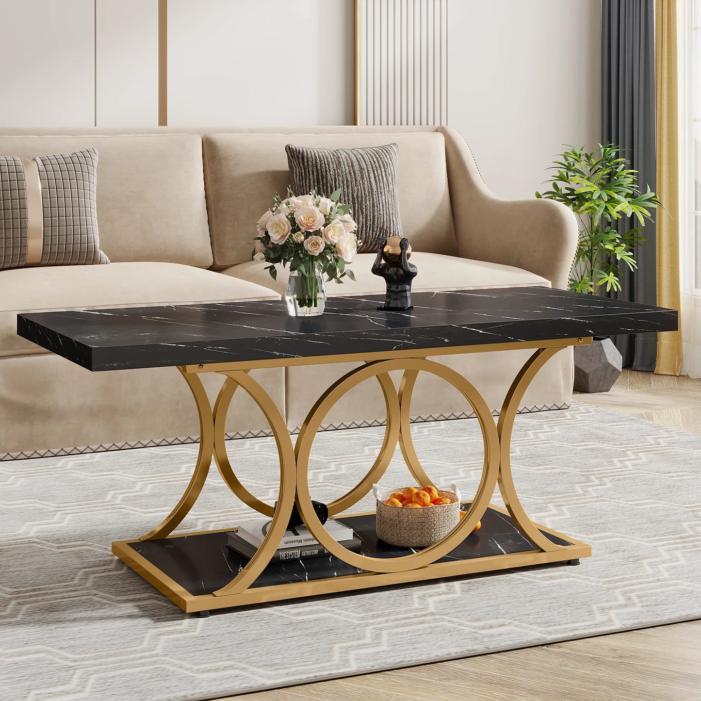 Tribesigns Rectangle Coffee Table 47.24 Inch Modern
