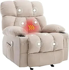 Ergonomic Massage Rocker Recliner With Heat And Vibration
